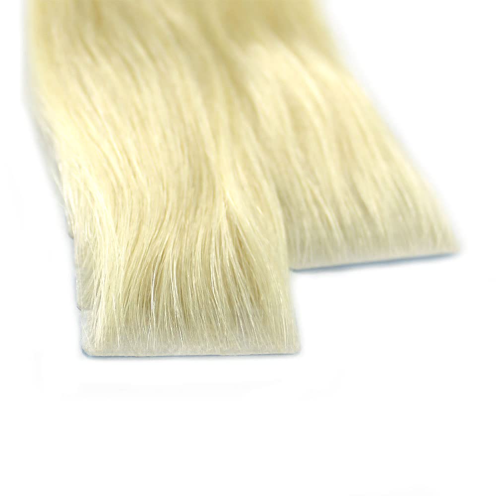 20 Pcs X 18" inches PU Machine Injected Invisible Tape In Seamless Remy Human Hair Extensions (#60 Lightest Blonde)