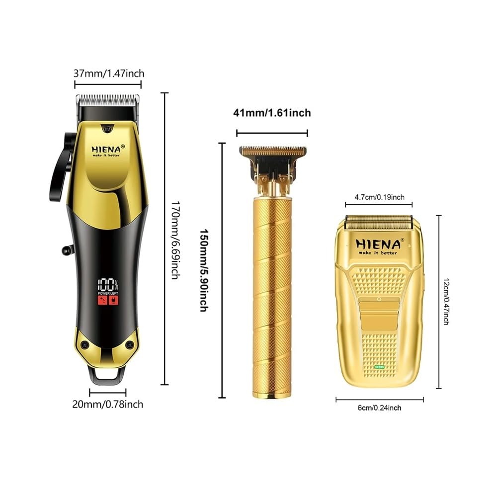 EWKYLSEM Razors HIENA Professional Electric Hair Clipper and Razor 3piece Set, USB Rechargeable Hair Clipper, Cordless use Trimmer, Men's Razor Beauty and Personal Care EWKYLSEM