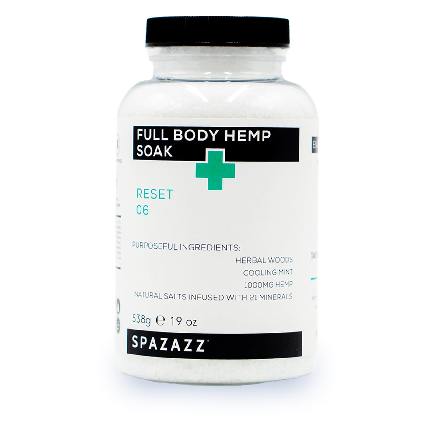 Spazazz Full Body Hemp Soak - 1000mg Hemp - Spa Hot Tub & Bath Aromatherapy Bath Salt Crystals - 538g/19oz (Reset 06) Beauty and Personal Care Spazazz