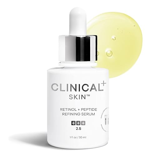 Clinical Skin Retinol and Peptide Refining Serum 2.5 - Retinol Serum, Vitamin A, Peptide Serum, Lightweight Anti Aging Formulation (1oz) Beauty & Personal Care Clinical+ Skin