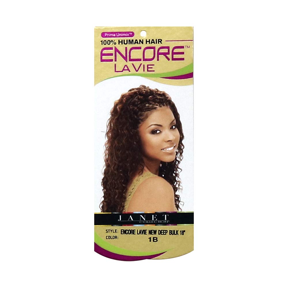 MULTI PACK DEALS! Janet Collection Human Hair Blend Braids Encore La Vie New Deep Bulk 18" (1-PACK, 1B)