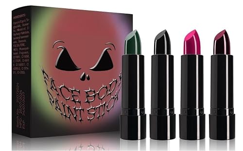 Halloween Face Paint Kit, 4 Colors Lipstick Set?Water-Based Non-Toxic Makeup for Face & Body | Easy Wash Off for Costume Parties, Kids, Adults Beauty & Personal Care iACen