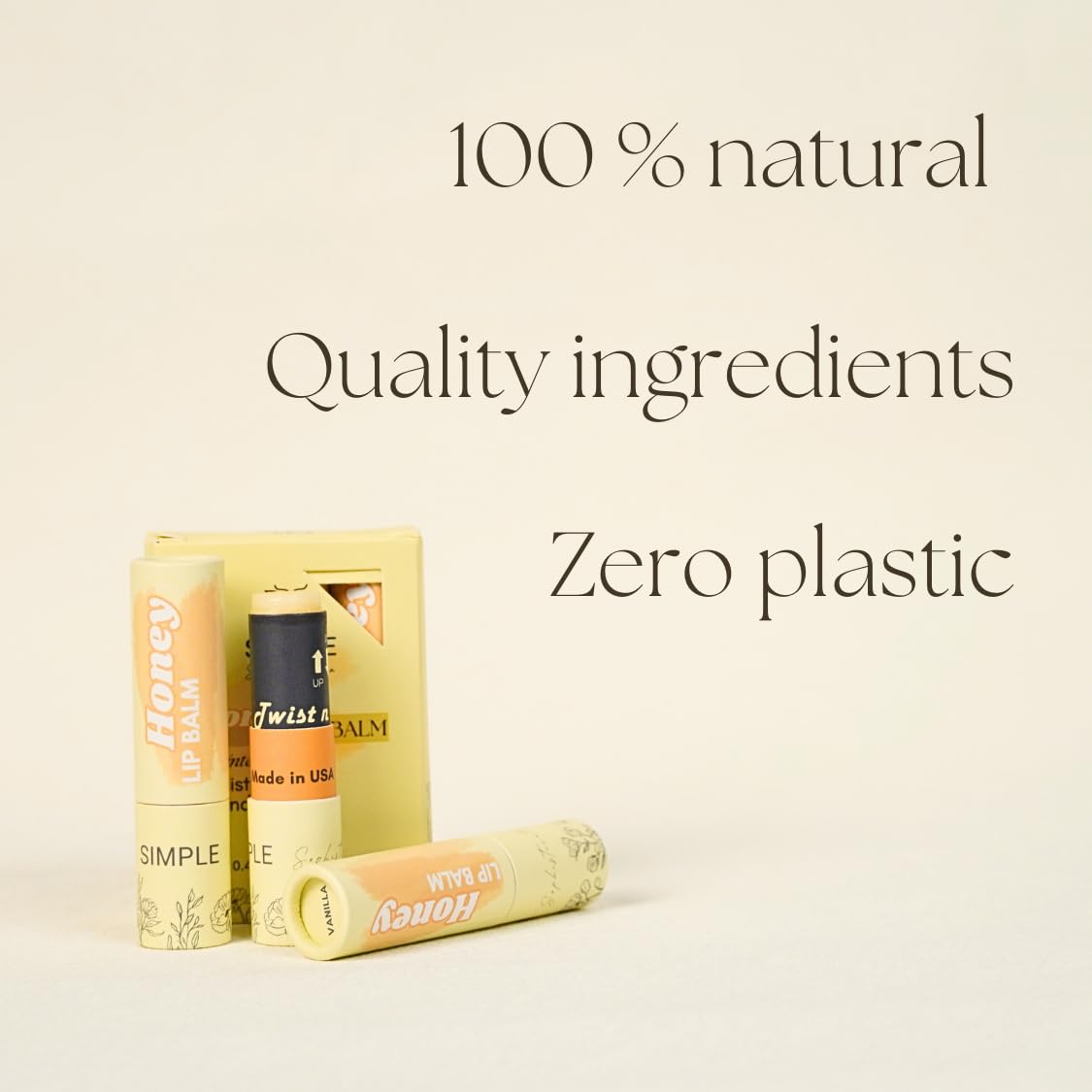 Natural Honey Lip Balm - 100%-grassfed Beef Tallow, Organic Raw Honey & Argan Oil - Ultra Moisturizing, Conditioning, No Paraffin, Non Toxic, all Beauty and Personal Care Simple Sophistication
