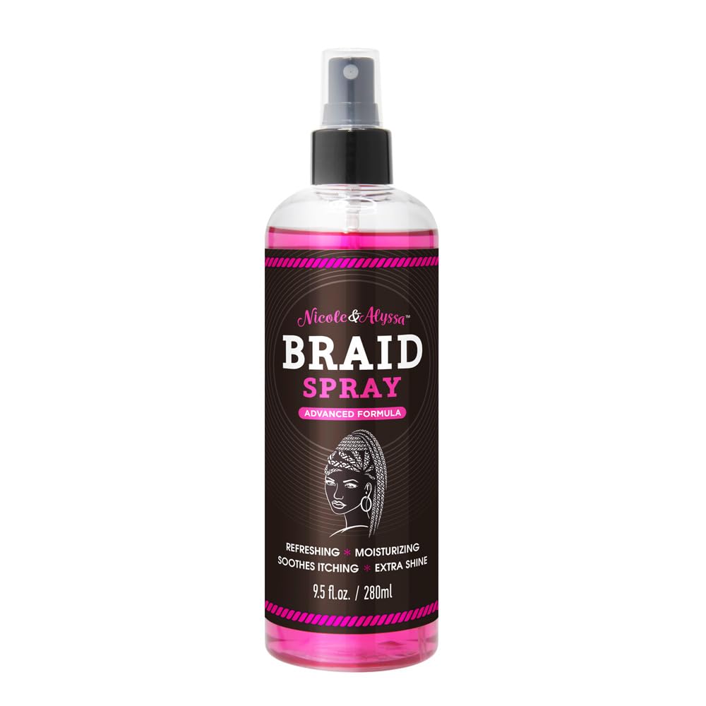 Nicole & Alyssa Braid Spray 9.5oz - for BOHO, Box & Knotless Braids, Crochet Hair Styles, Twists, Locs & Cornrows - Refreshing Moisturizing Braid Beauty & Personal Care Nicole & Alyssa