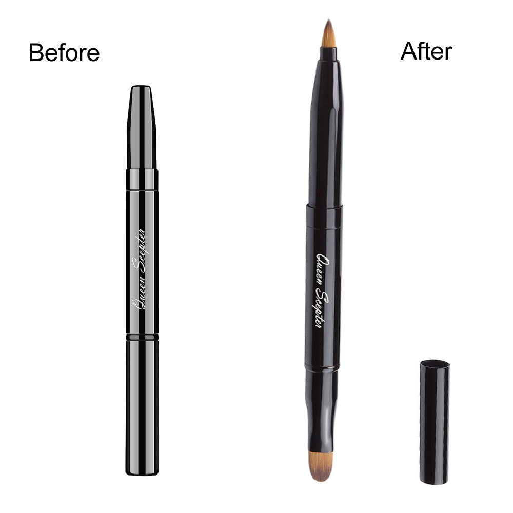 Retractable Lip Brush Concealer Makeup Dual End Travel Size Lipstick Brush With Cap Beauty & Personal Care Queen Scepter