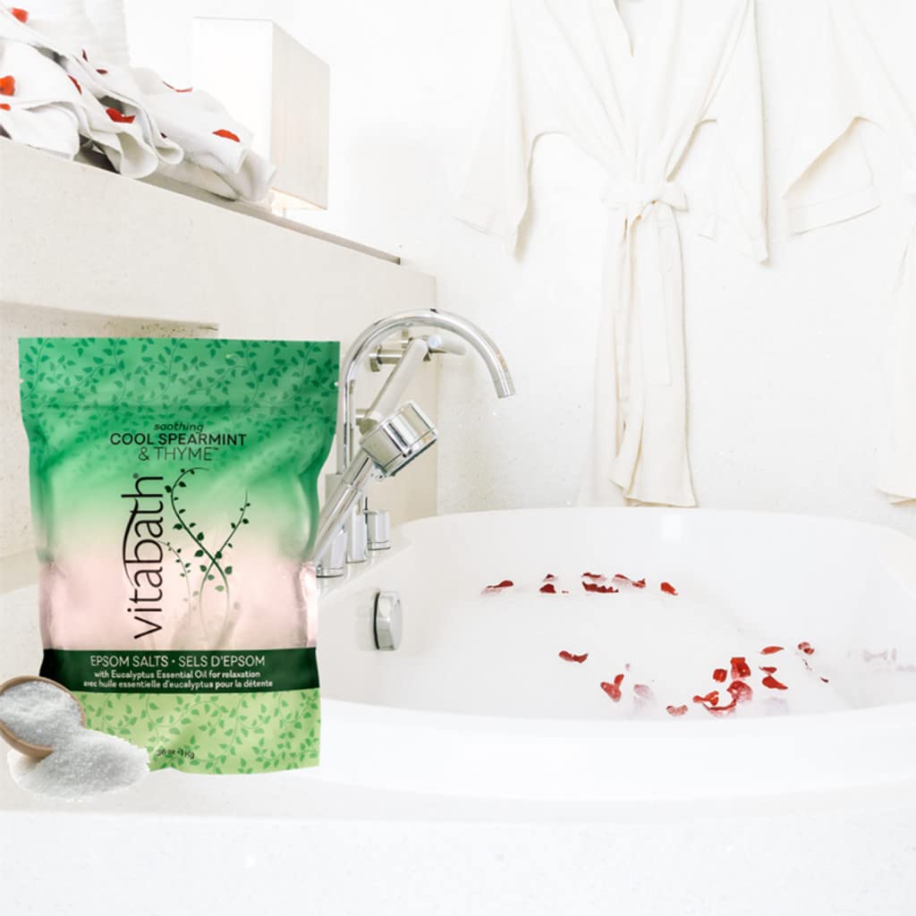 Vitabath Cool Spearmint & Thyme Epsom Salts Relaxing Therapeutic Aromatherapy & Nourishing Skincare - Muscle Soreness & Body Ache Soothing Soak Beauty and Personal Care Vitabath