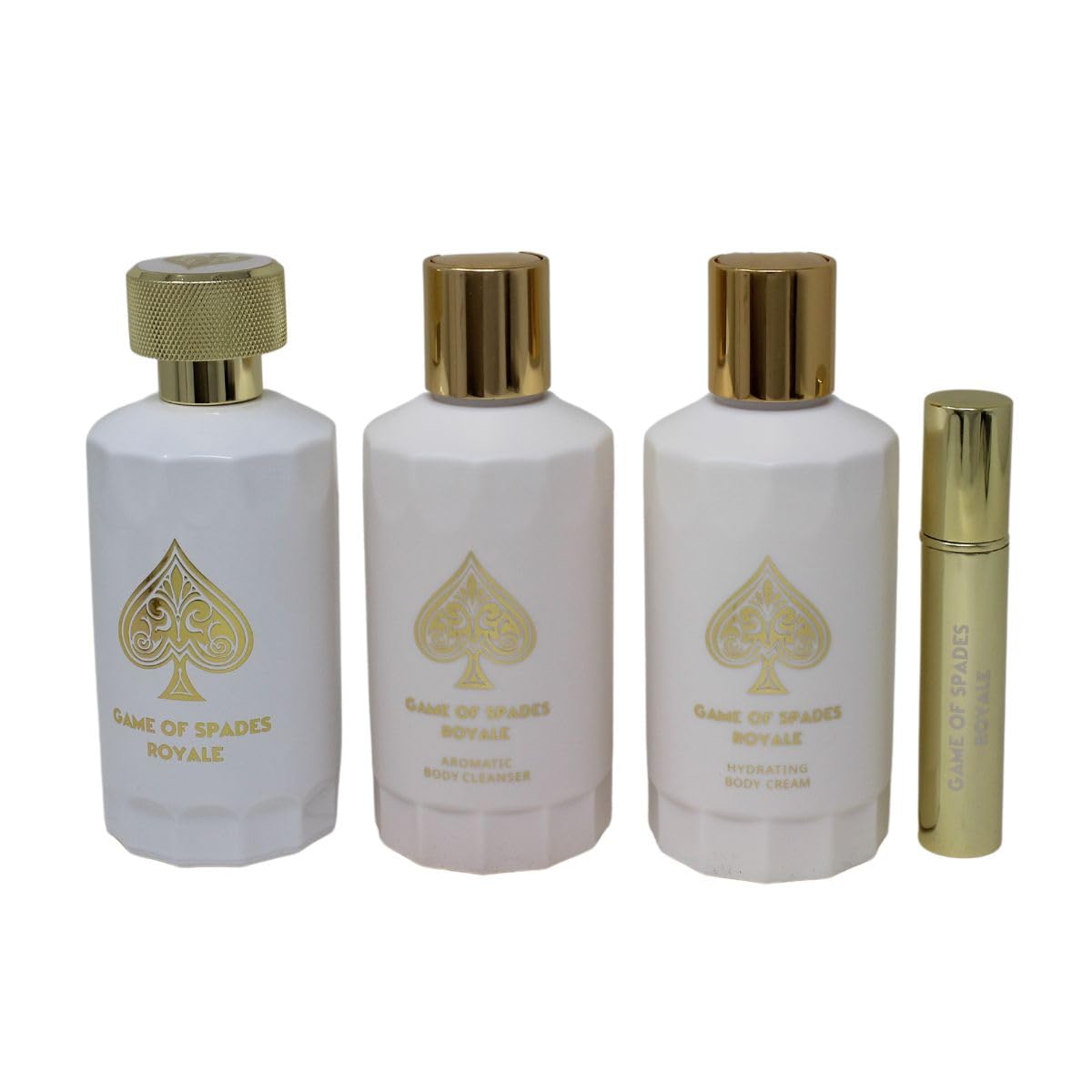 Jo Milano Game of Spades Royale 4-Piece Gift Set Unisex, (3.4 Oz Parfum Spray + 6.8 Oz Body Cleanser + 6.8 Oz Body Cream + 0.27 Oz Refillable Beauty and Personal Care Jo Milano