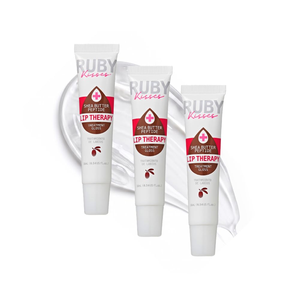 Ruby Kisses Hydrating Lip Oil Treatment Gloss with Peptides & Shea Butter (3 Pack), Moisturizing Natural Shine Lip Care Protects & Heals with Beauty & Personal Care Ruby Kisses