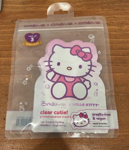 The Crème Shop x Hello Kitty Clear Cutie Printed Essence Sheet Mask, K Beauty Facial Mask (3pk) Beauty & Personal Care The Crème Shop