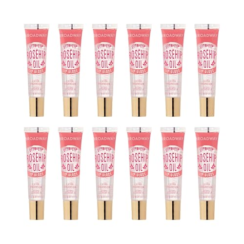 Ruby Kisses Broadway Vita-Lip Clear Lip Gloss (Rosehip Oil 12 Pack), Ultra-Hydrating & Soothing Formula with Vitamin Oils, High-Shine Non-Sticky Beauty & Personal Care Ruby Kisses