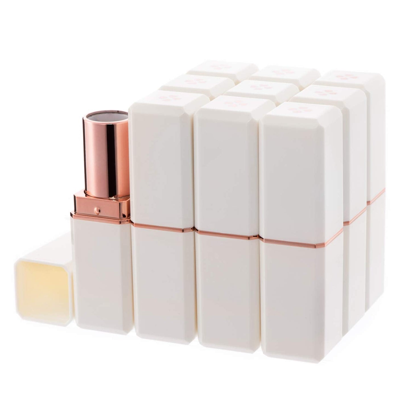 Allwon 10Pcs White Empty Lipstick Tubes DIY Lip Balm Container (Square Tube) Beauty & Personal Care Allwon