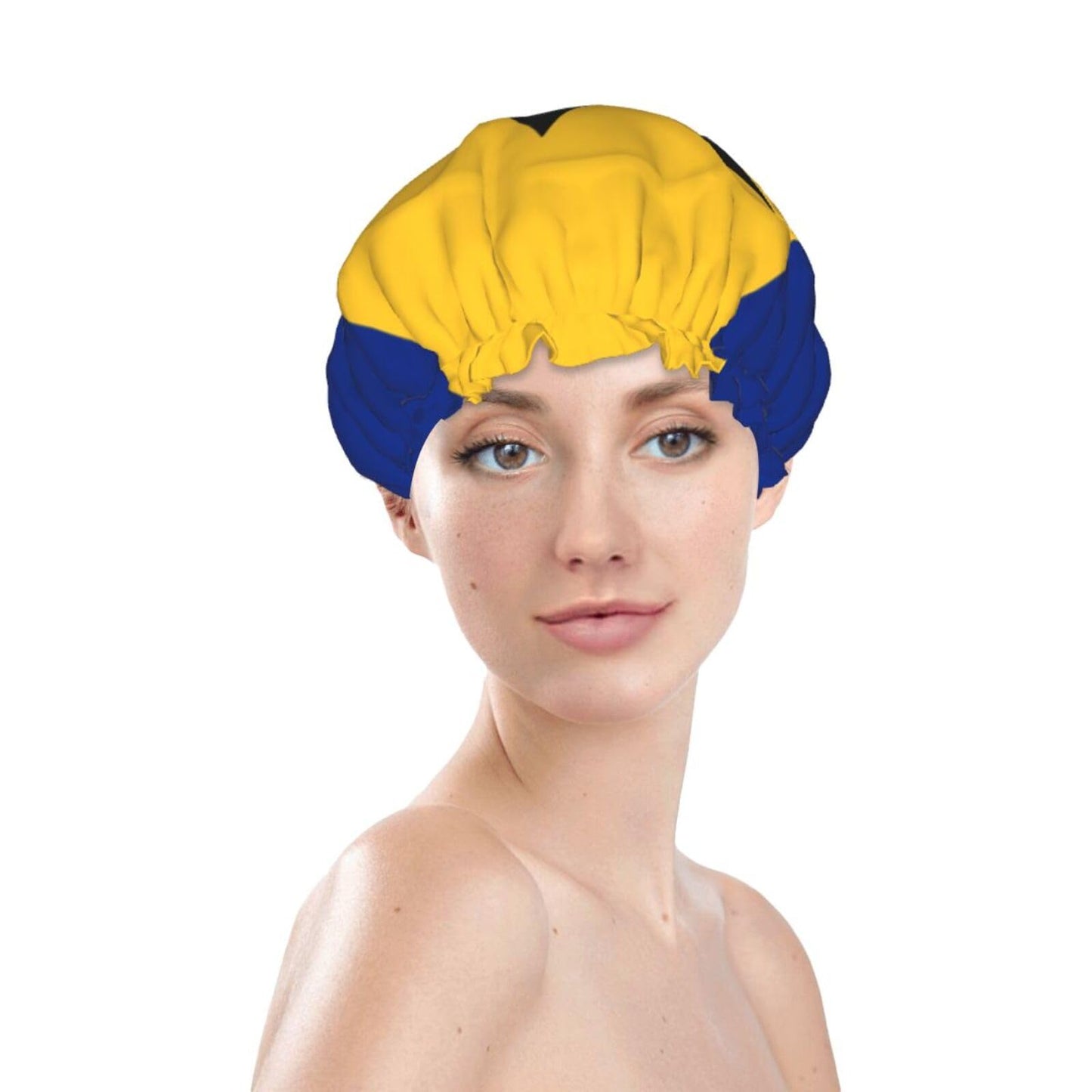 Barbados Flag Prints Shower Cap Double Layer Lined Waterproof Bathing Shower Hat Beauty and Personal Care Hayyett