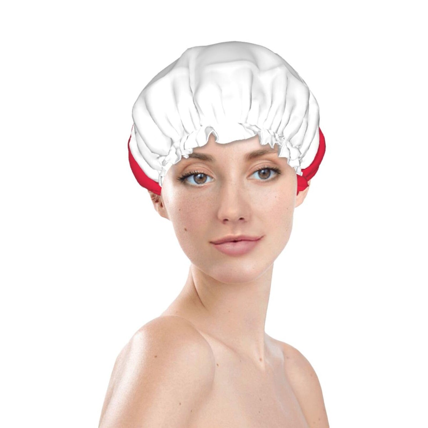 Poland Flag Prints Shower Cap Double Layer Lined Waterproof Bathing Shower Hat Beauty and Personal Care Hayyett