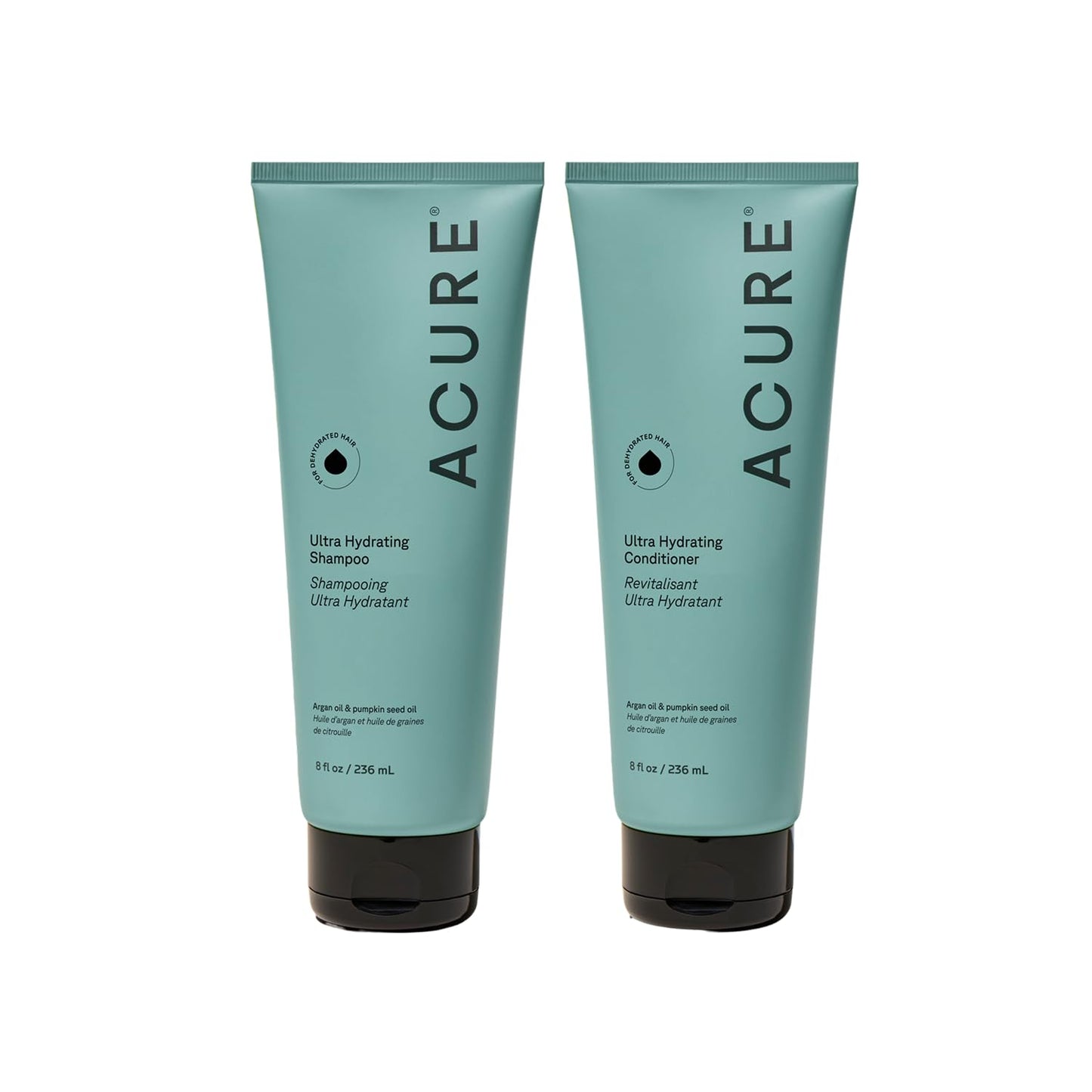 Acure Ultra Hydrating Shampoo and Conditioner Set - Moisturizing Set with Argan Oil for Women & Men with Dry, Damaged, Straight or Curly Hair, 100% Beauty & Personal Care Acure