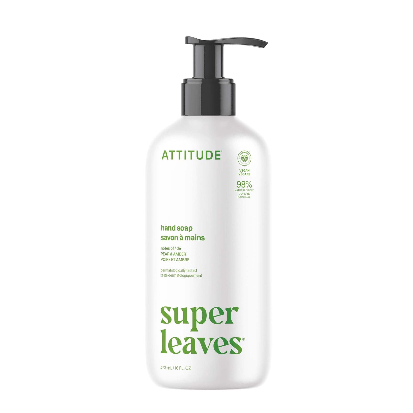 ATTITUDE Liquid Hand Soap, EWG Verified, Plant and Mineral-Based, Vegan Personal Care Products, Pear & Amber, 16 Fl Oz Beauty & Personal Care ATTITUDE