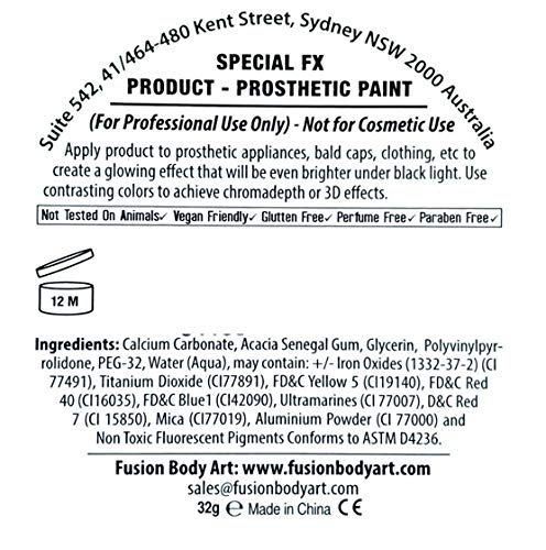 Fusion Body Art and FX Pro Special Effects Paint | Neon Green (32gm), Professional Quality Water Activated Special FX Paint Supplies Single Color Cake Beauty & Personal Care FUSION BODY ART