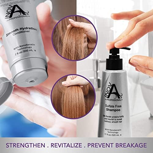 Inova Professional Silk Keratin Shampoo & Conditioner Set - Smooth Protection Sulfate-Free Shampoo & Smooth Hydration Conditioner (3.4 Oz), gray Beauty & Personal Care Inova Professional
