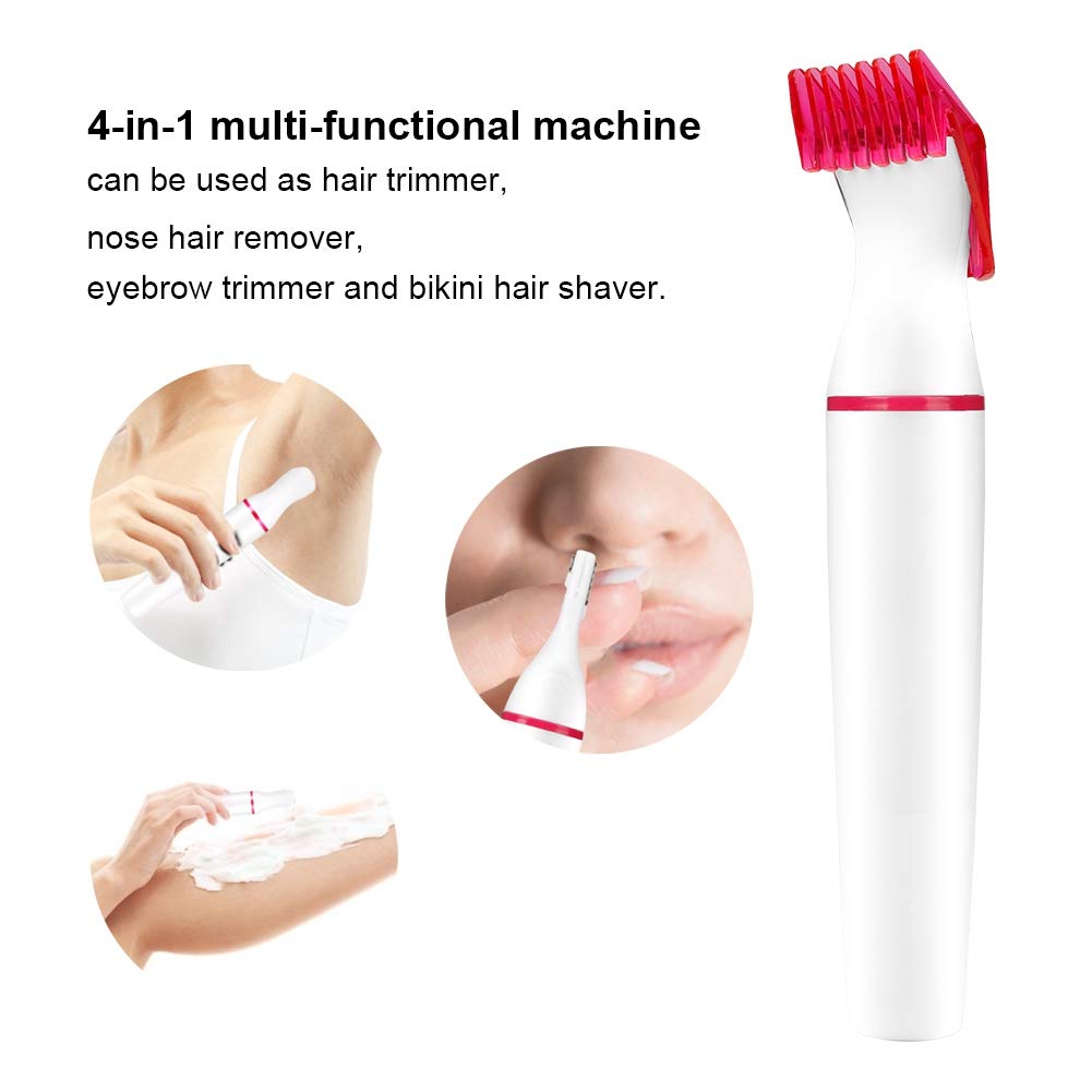 4-in-1 Electric Women Hair Shaver, Shaver Eyebrow Nose Bikini Hair Trimmer-Not Included Battery Beauty and Personal Care Brrnoo