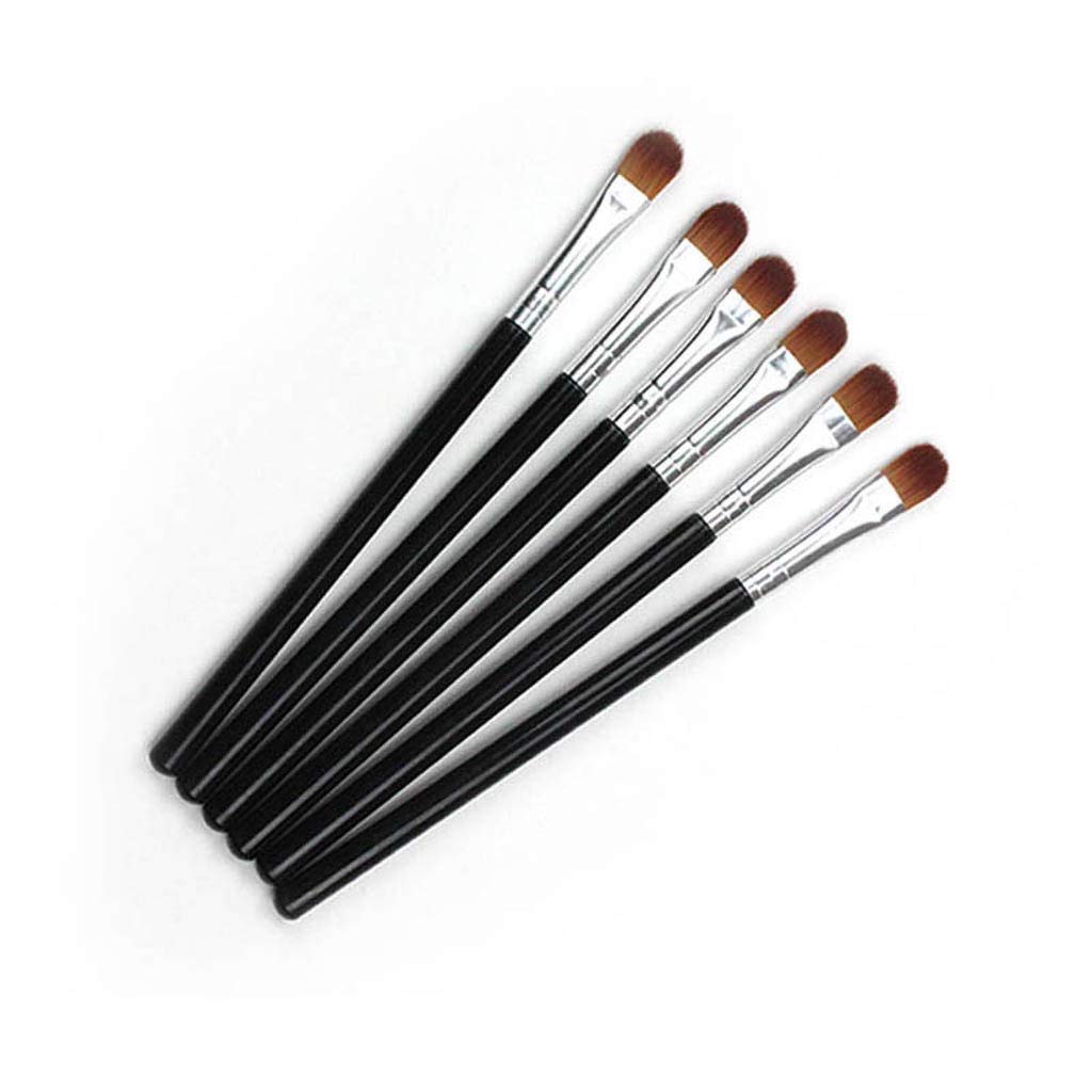 6Pcs Black Professional Shader Eyeshadow Brush - All Over Short Flat Shader Eye Makeup Brush with Dense Rounded Natural Hair Bristles to Pack Eye Beauty & Personal Care GANPUB