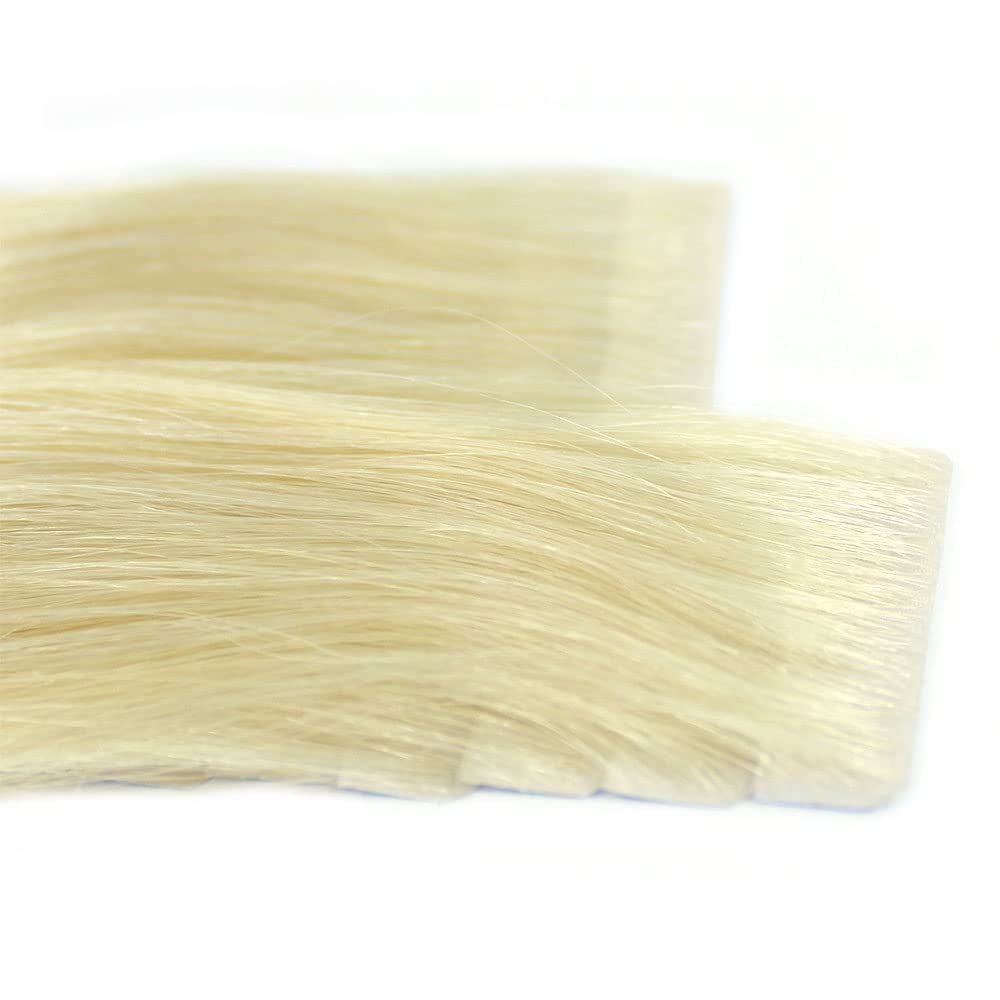 20 Pcs X 18" inches PU Machine Injected Invisible Tape In Seamless Remy Human Hair Extensions (#60 Lightest Blonde)