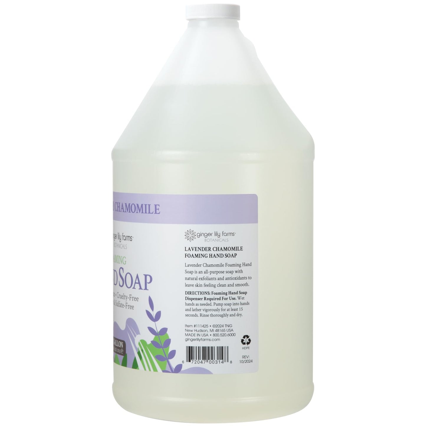 Ginger Lily Farms Botanicals All-Purpose Foaming Hand Soap Refill, 100% Vegan & Cruelty-Free, Lavender Chamomile Scent, 1 Gallon (128 Fl Oz) Beauty & Personal Care Ginger Lily Farms