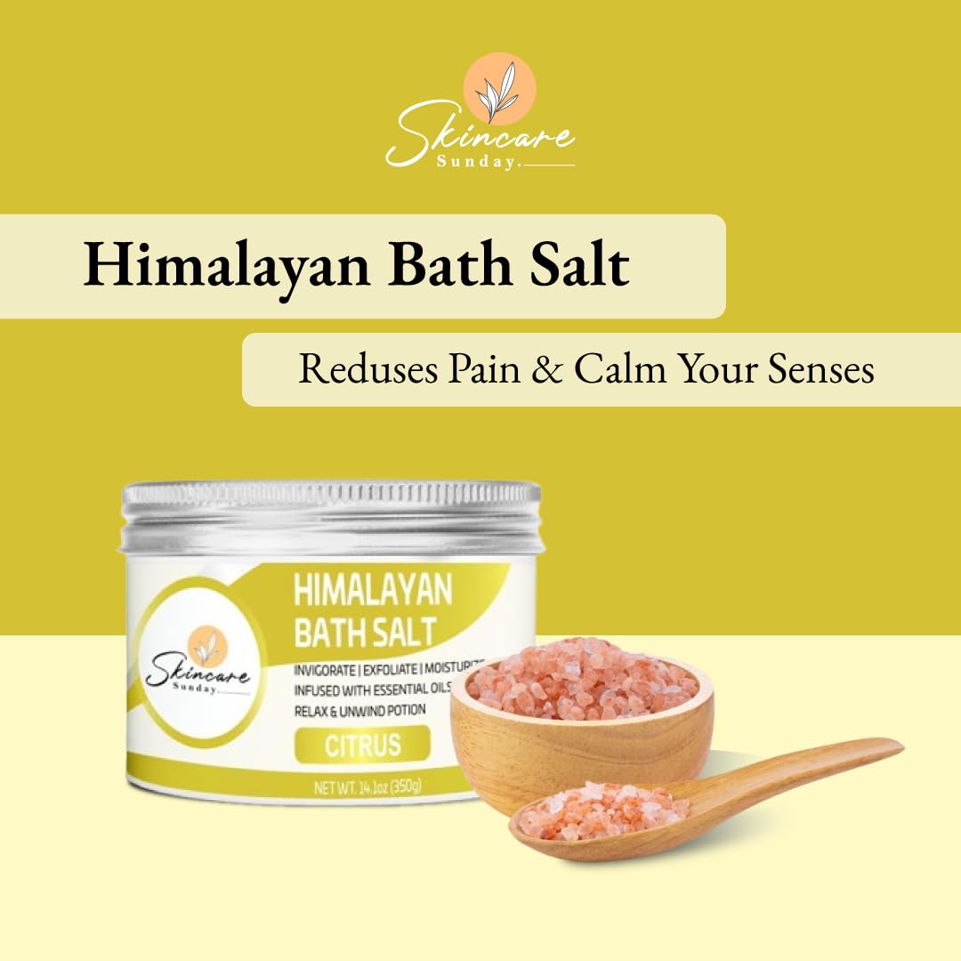 Skincare Sunday Himalayan Bath Salts Infused with Minerals and Essential Oils - Invigorate - Exfoliate - Moisturize - Detoxify - Cleanse - Relaxing Beauty and Personal Care SKINCARE SUNDAY