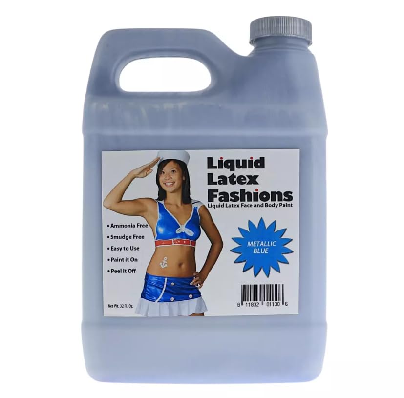 Metallic Blue 32 Oz - Body Paints for Adults and Kids, Creates Stitch, Sonic, Dory, Genie Face Paint & Cosplay, Shimmery Face Paint Beauty & Personal Care Liquid Latex Fashions