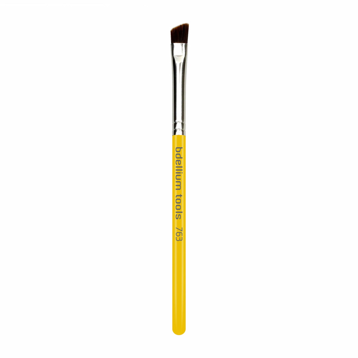 Bdellium Tools Professional Makeup Brush - Travel 763 Angled Brow - Short Wooden Handle for Convenient Travel, For Defining Eyebrows (Yellow, 1pc)