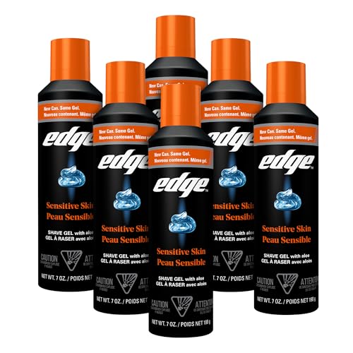 Edge Shaving Gel for Men, Sensitive Skin with Aloe, 6 Pack, Moisturizes, Protects, Soothes, Reduces Skin Irritation Beauty and Personal Care Edge Default Title