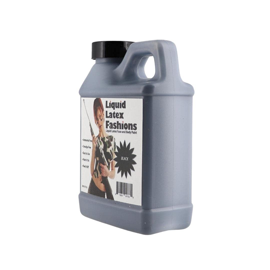 Black 8 Oz - Liquid Latex Body Paint, Ammonia Free No Odor, Easy On and Off, Cosplay Makeup, Creates Professional Monster, Zombie Arts Beauty & Personal Care Liquid Latex Fashions