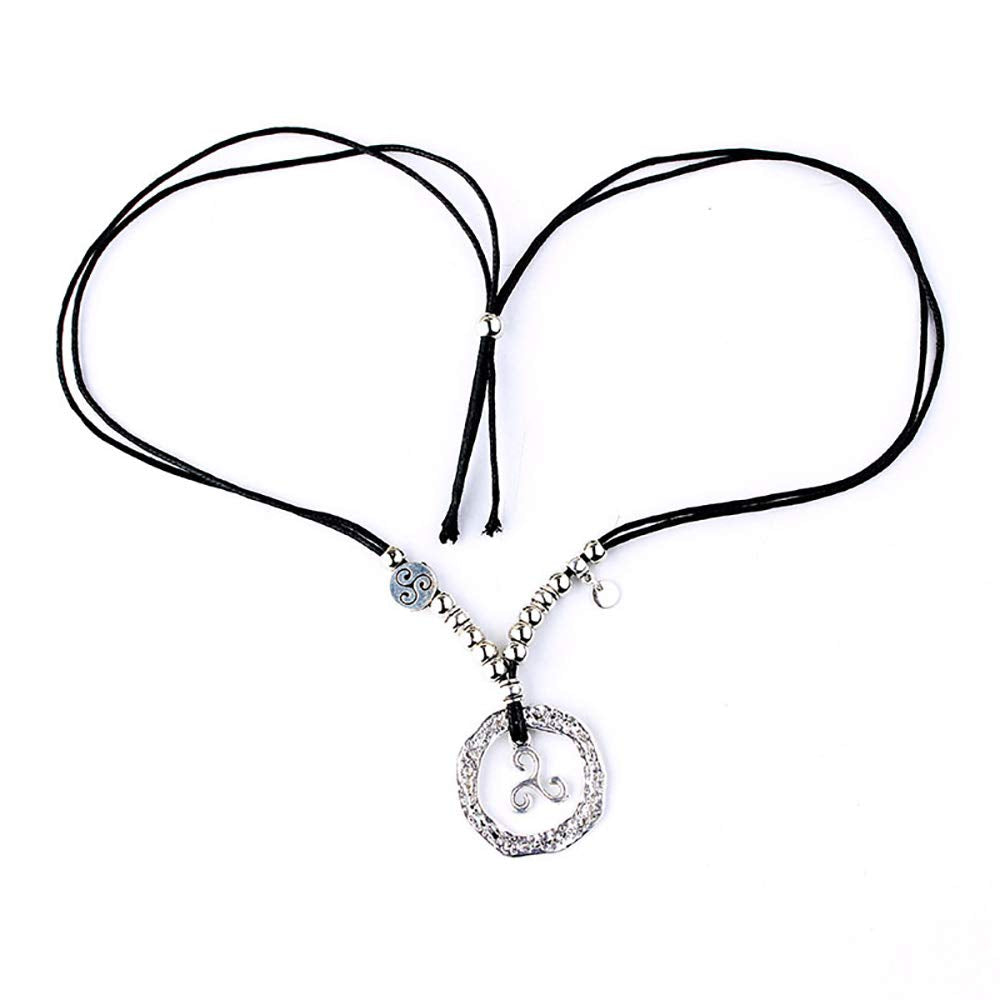 DoubleNine Boho Ethnic Choker Necklace Retro Infinite Coin Adjustable Choker Charm Simple Layering Cord Everyday Accessories for Women Girls (black) Beauty & Personal Care Doubnine