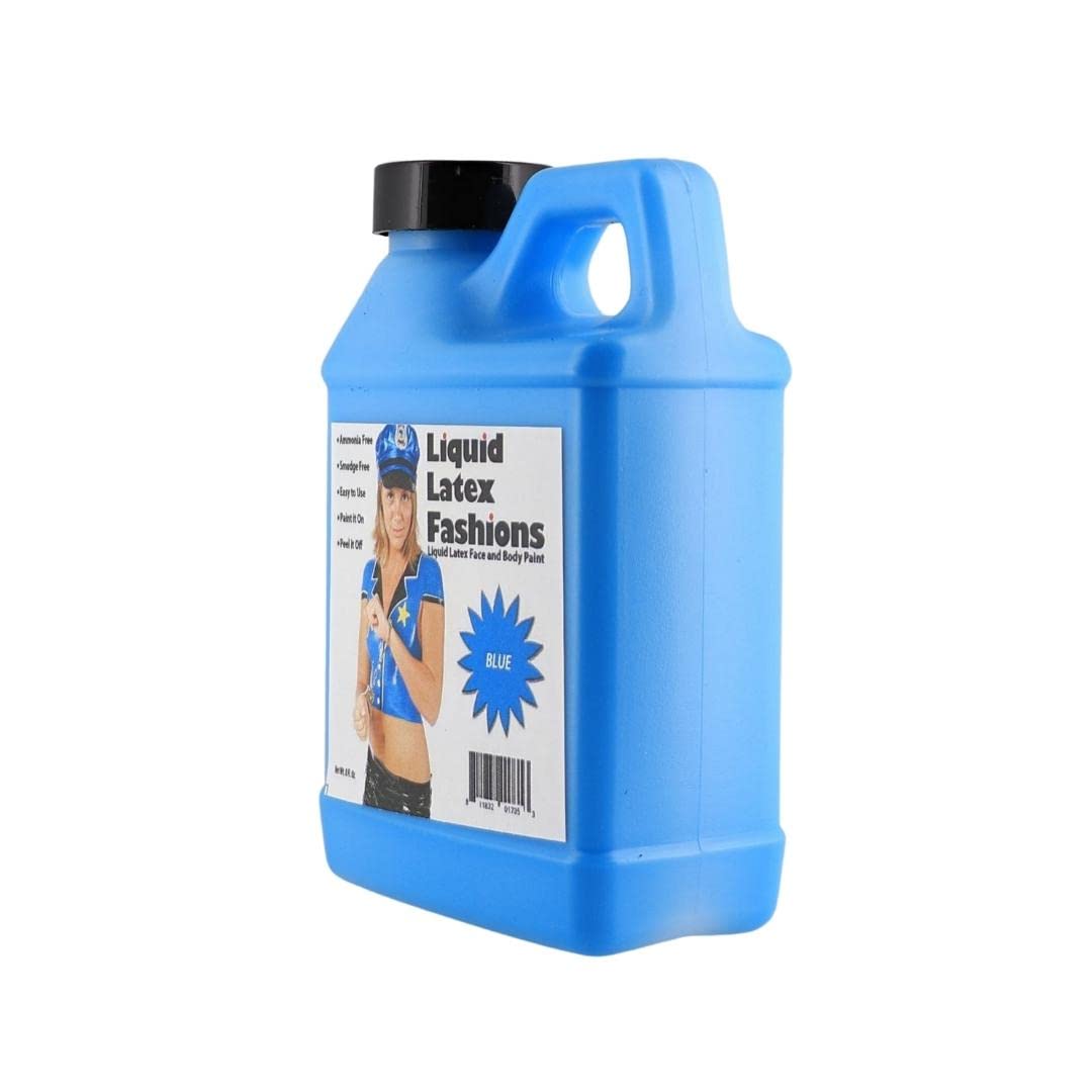 Blue 8 Oz - Liquid Latex Face and Body Paint, Blue Smurf Cosplay, Ideal for Halloween Costume, Parties, Theater, Special Effects! Beauty & Personal Care Liquid Latex Fashions