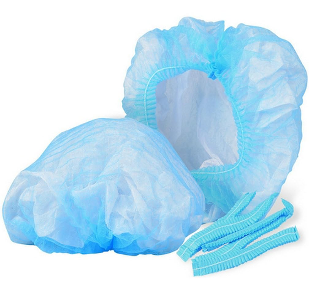 HOTWE Disposable Non-woven Caps, 100pcs Blue Elastic Hair Net for Catering, Salon, Spa, Shower, Bouffant Cap Head Cover for Labs, Workshop, Nursing Beauty and Personal Care HOTWE