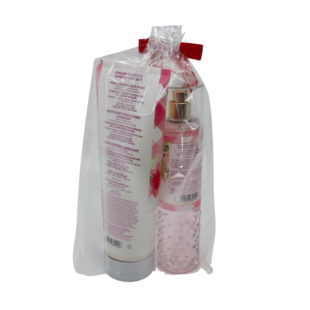 Bath & Body Works GINGHAM GORGEOUS Fine Fragrance Mist & Moisturizing Body Wash 2-piece Gift Set with a Red Bow for Holiday - Full Size Beauty and Personal Care Bath & Body Works