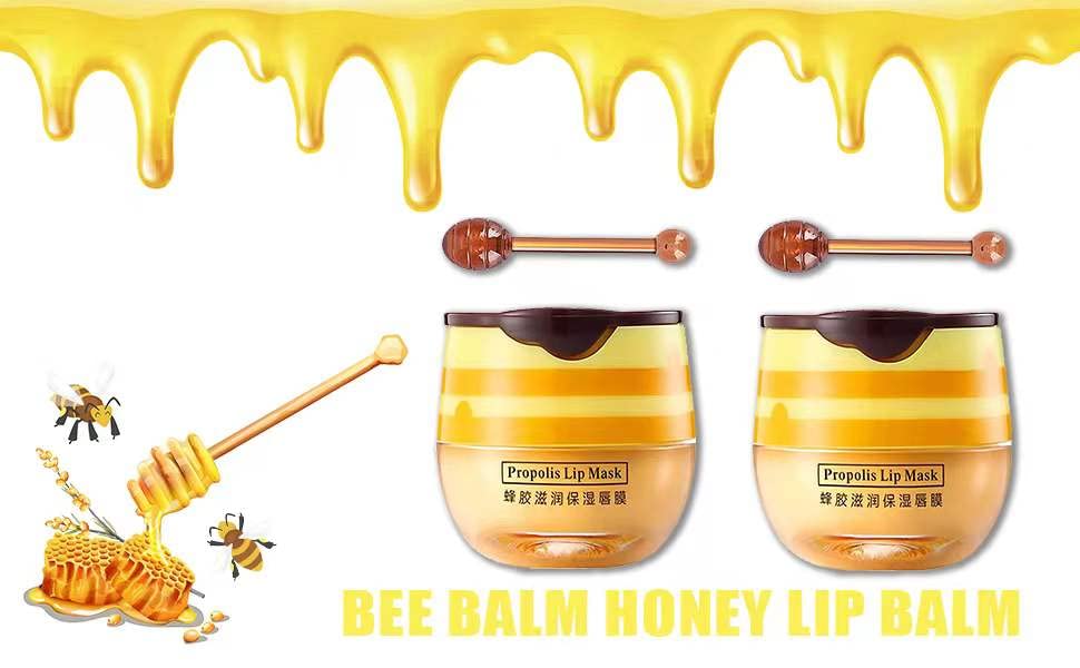 2PCS Honey Balm Lip Balm, Lip Masks for Dry and Cracked Lips with Brush, Lip Exfoliator & Moisturizer, Reduces Lips Lines & Lightens Lips Beauty & Personal Care incstirup