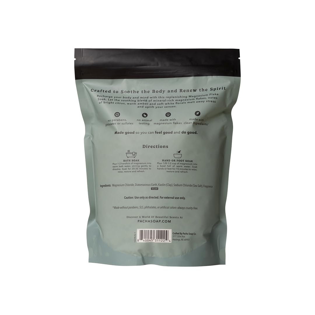Pacha Soap Co. Magnesium Flake Salt Soak - Sea Salt & Moss, Soothing Mineral Bath Soak with Magnesium & Sea Salt, Paraben, Sulfate, and Dye-Free Beauty and Personal Care Pacha Soap Co