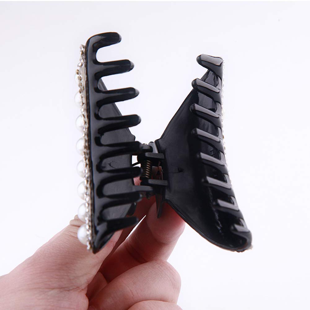 2PCS Womens Rhinestones Hair Claw Jaw Clips Pins Imitation Pearl Hair Catch Barrette Hair Updo Grip Hair Accessories Beauty & Personal Care Suoirblss