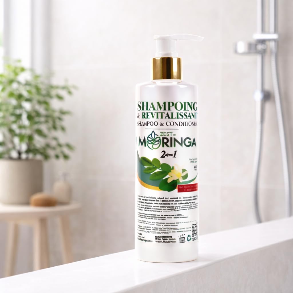 Zest of Moringa 2-in-1 Moringa Shampoo and Conditioner | Organic Shampoo Conditioner Made with Moringa Oleifera Flowers Extract Oil | Moringa Shampoo Beauty & Personal Care Zest Of Moringa