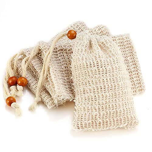 Soap Bag, Natural Sisal Soap Saver Bag Pouch Mesh Net Waste Plastic-Free Exfoliating Foaming and Drying Soap Holder for Shower (4 Pack) Beauty and Personal Care AMAHOMESA Default Title