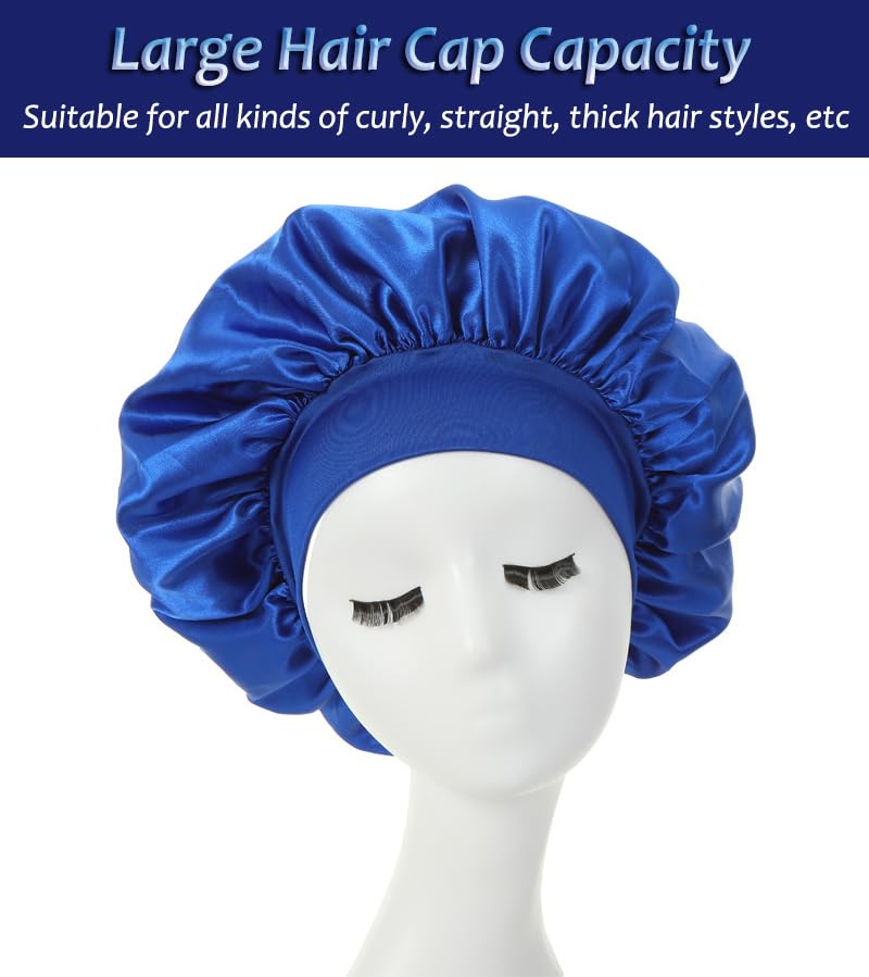 AKOAK 1 Pack Wide-Brimmed High-Elastic Headband Nightcap Ladies Bathing Chemotherapy Cap Hair Care Hat (Blue) Beauty and Personal Care AKOAK