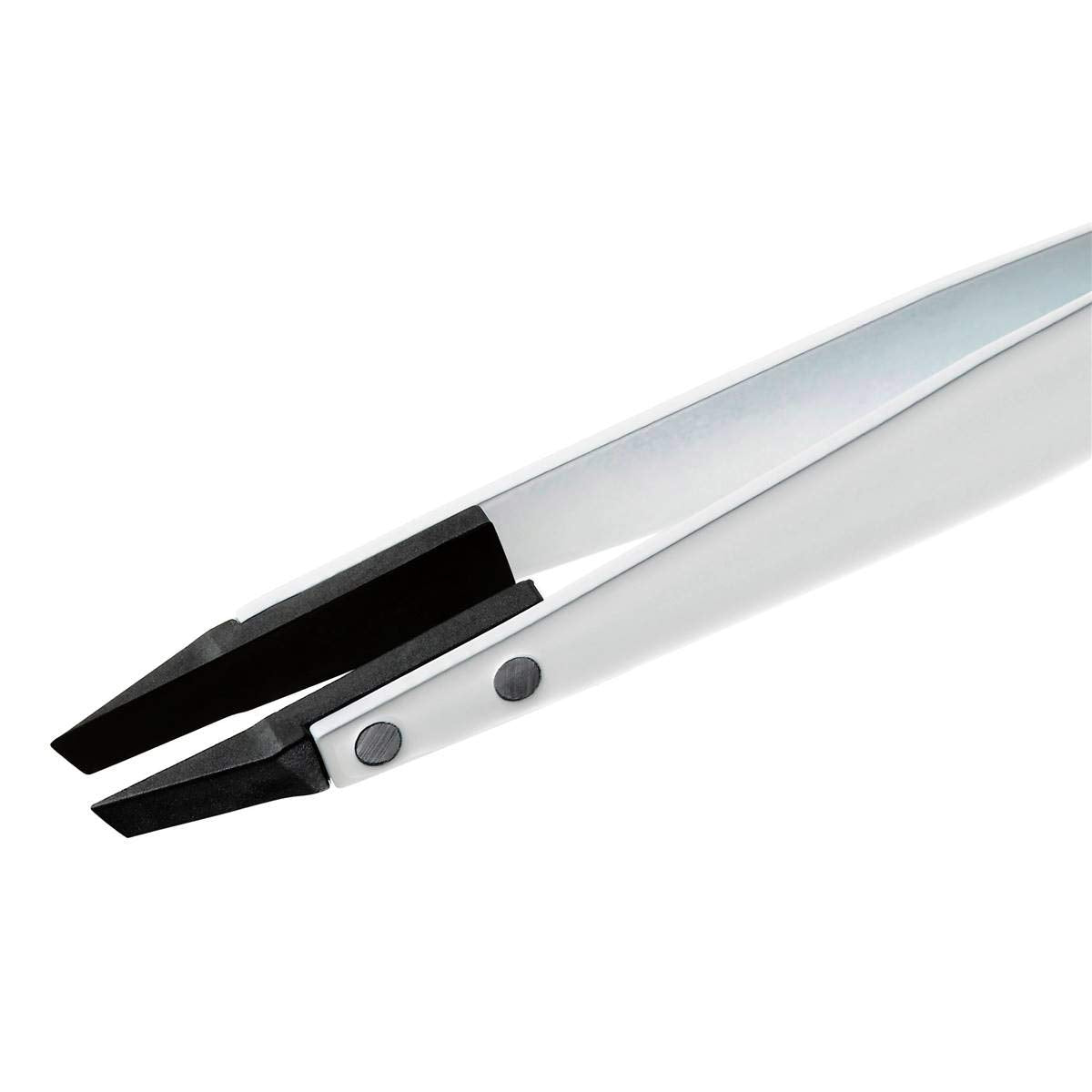 Rubis Classic Techno Stainless Steel Tweezers for Precise Eyebrows and Hair Removal Slanted Polymer Tips, 1KS105, White,Rubis Switzerland Swiss Made Beauty and Personal Care Rubis
