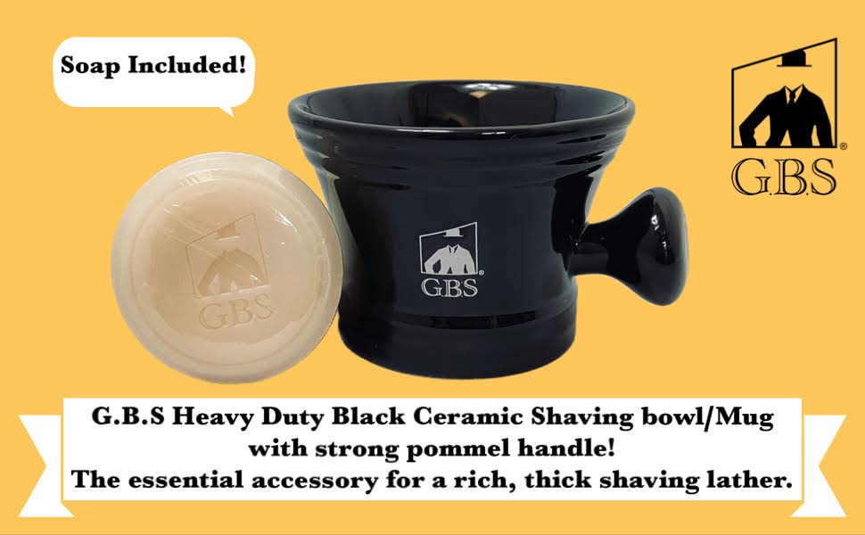G.B.S Wet Shaving Kit, Black Razor Blade, Black Handle Synthetic Bristle Brush and Mug, Alum Block and Soap Beauty and Personal Care G.B.S