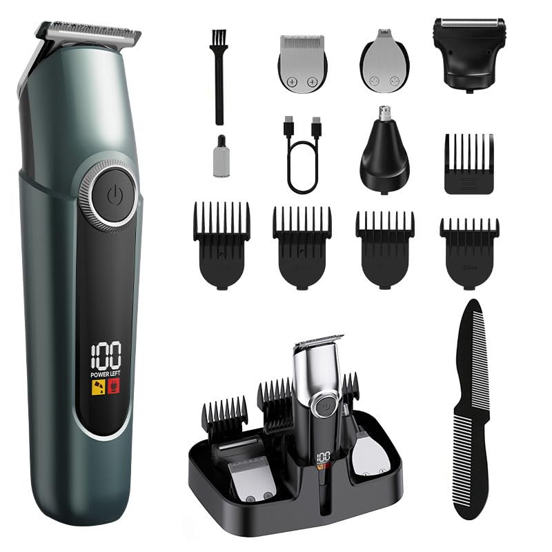 GLESVOWIO Multifunctional Beard Trimmer for Men Electric Razor for Nose Body Face and Mustache 5-in-1 Barber Hair Clippers Cordless Shavers Beauty and Personal Care GLESVOWIO