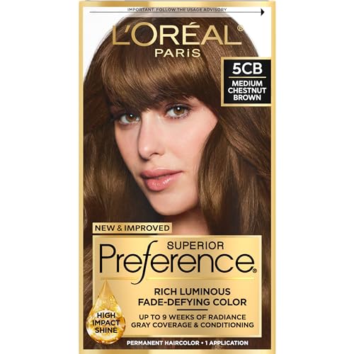 L'Oreal Paris Superior Preference Luminous Fade-Defying Permanent Hair Color, Hair Dye For Up to 9 Weeks of Radiance, Medium Chestnut Brown 5CB, 1 Beauty & Personal Care L'Oreal Paris