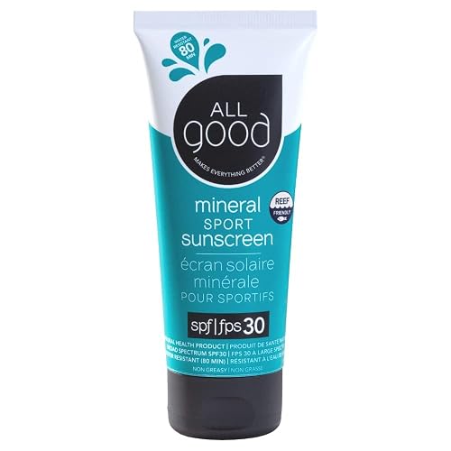 All Good Sunscreen - Sport Mineral Sunscreen Lotion, Reef Friendly, SPF 30+ for Face & Body, Water & Sweat Resistant (3 oz) Beauty & Personal Care All Good Makes Everything Better
