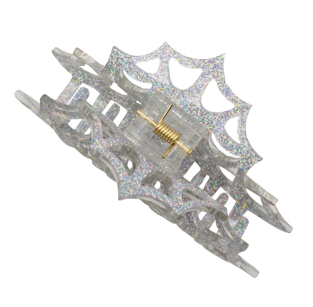 kreepsville 666 Spiderweb Claw Clip Gothic Horror Hair Accessory (Silver), 1 Count (Pack of 1)