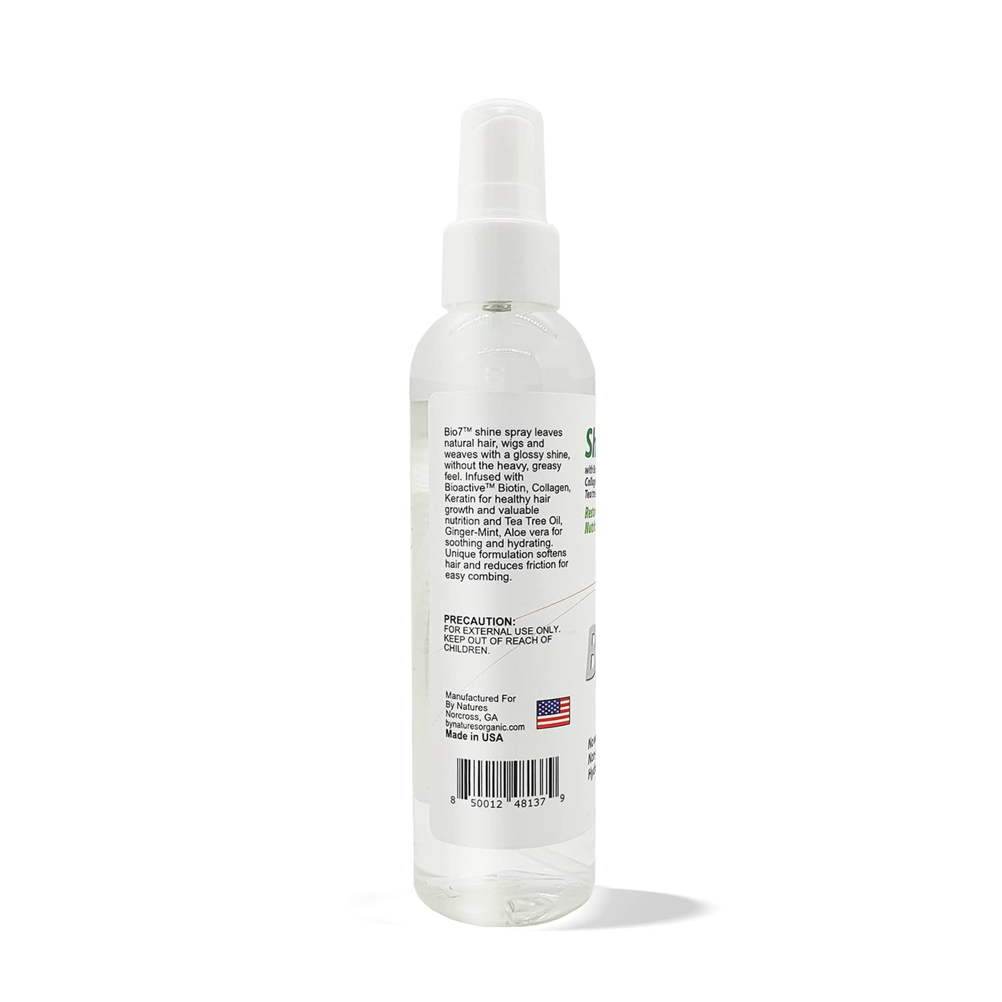 BIO7 SHINE SPRAY W/ BIOACTIVE BIOTIN, COLLAGEN, KERATIN + TEA TREE/GINGER-MINT - 6 Fl Oz - Leave Natural Hair, Wigs, and Weaves with a Glossy Shine Beauty & Personal Care By Natures