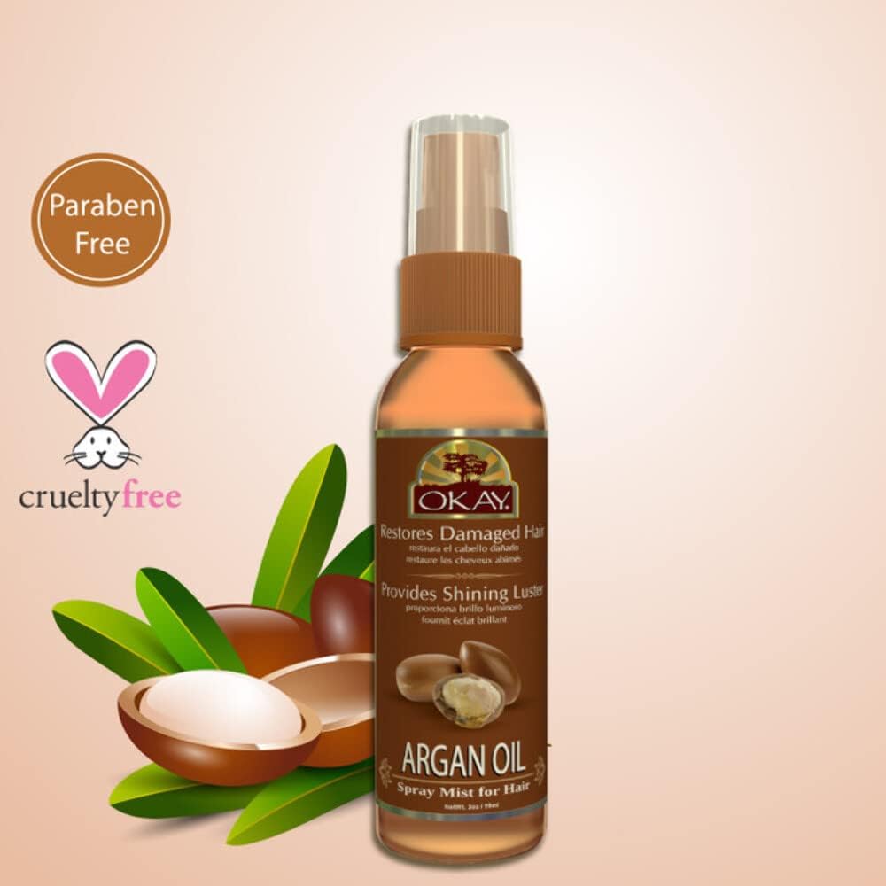 Okay Moisturizing Mist Hair Spray with Argan Oil - Hydrating Hair Oil Mist with Vitamin E, Restores Damaged Strands, Provides Shining Luster Beauty & Personal Care OKAY