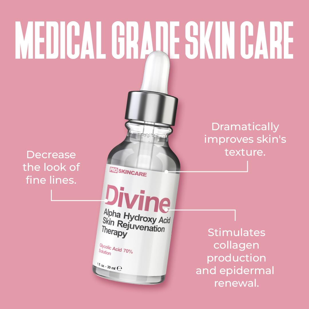 Glycolic Acid 70% Professional Peel – At-Home Alpha Hydroxy Face Peel for Acne Scars, Wrinkles, Fine Lines & Collagen Boost, Liquid Exfoliant Beauty & Personal Care Divine Derriere