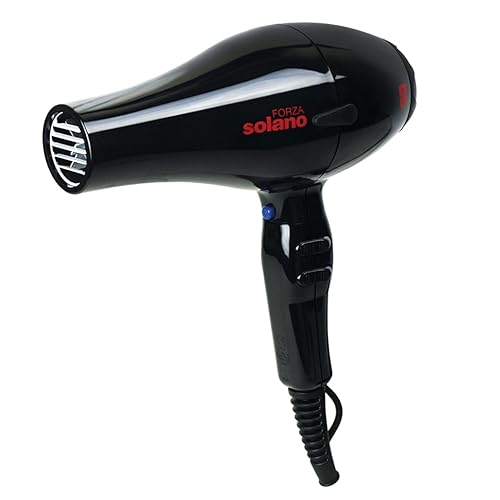Solano Forza Ultra-Fast Ionic Far Infrared Hair Dryer | Eliminate Frizz + Enhances Volume | 1875 Watt + Tourmaline + Internal Silencer | Italian-Made Beauty & Personal Care Solano